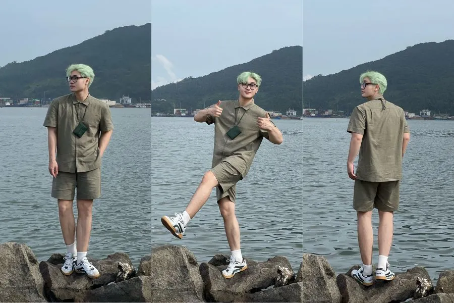 Chiếc áo sơ mi tay ngắn mix cùng quần short nam tăng thêm tính thời trang, trông cá tính và năng động hơn.