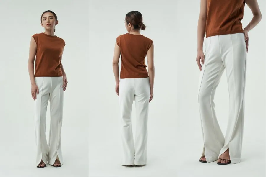 Set đồ công sở cùng quần vãi nữ mang vẻ đẹp thanh lịch, thoải mái.