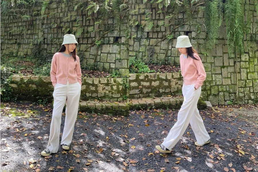 Quần tây nữ mix cùng áo cardigan mang đến vẻ đẹp năng động, trẻ trung.