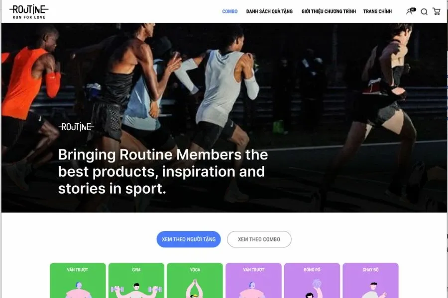 Giao diện website chương trình Sharing Sport Energy - Trao Quà Tặng Gửi Yêu Thương