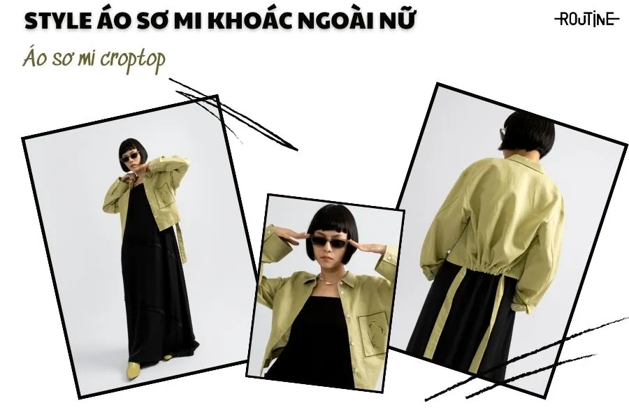 Style áo khoác sơ mi croptop khoác ngoài năng động, phóng khoáng dành cho chị em gái