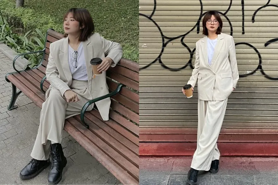 Chiếc áo blazer giúp tăng tính thời trang cho outfit ngày Tết của nàng.