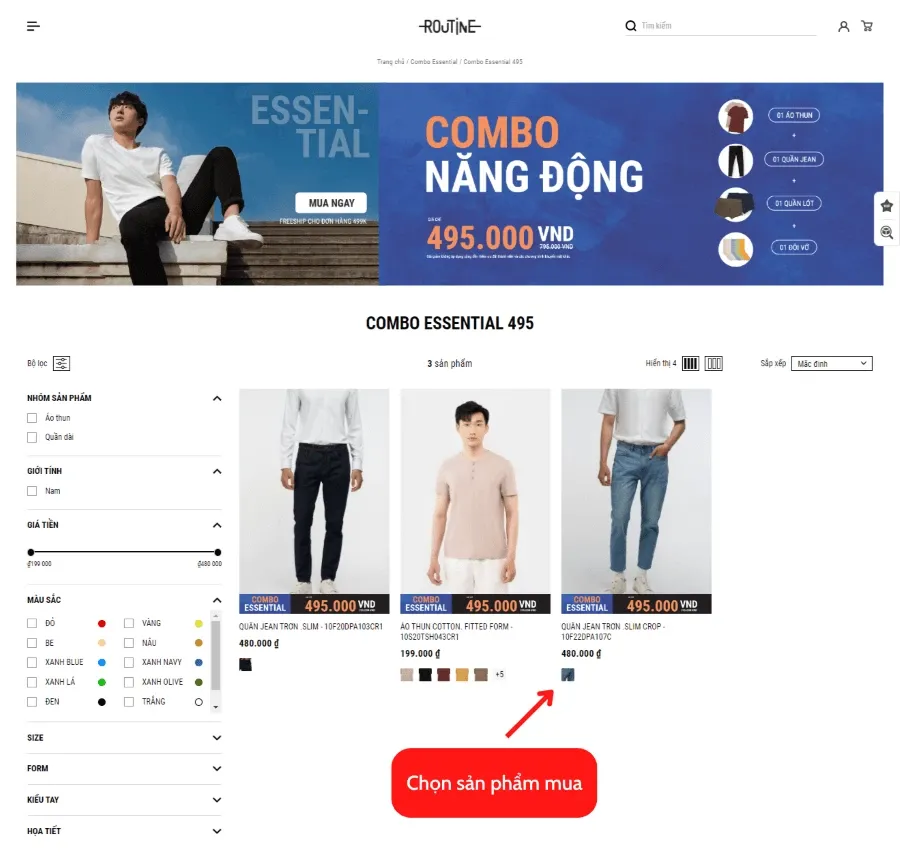 Màn hình hiển thị Combo Năng động