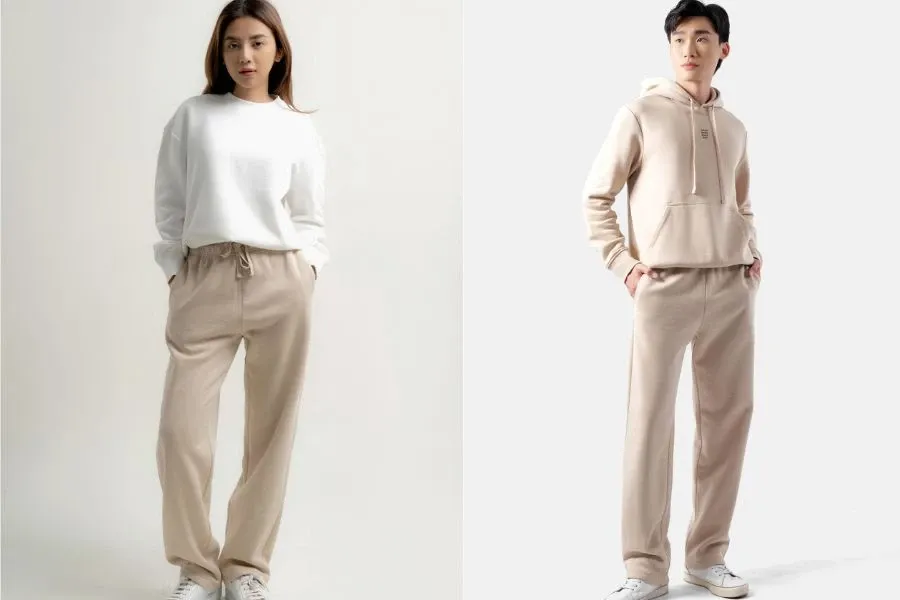 Quần nỉ ống suông được xem là một "bảo bối" khi phối được với nhiều kiểu trang phục